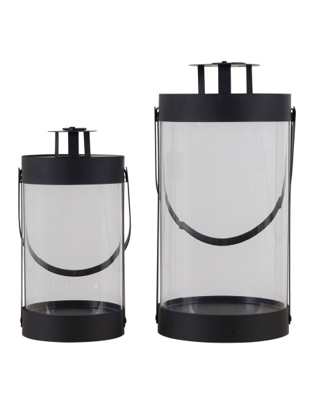 Lanternes BONDI - Ensemble de 2 lanternes rondes noires avec poignée - 6407460 - House Nordic