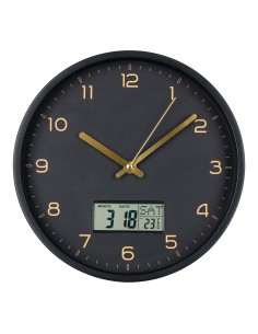Horloge murale AMIENS - Affichage digital, plastique noir, Ø 25 cm - 4361115 - House Nordic