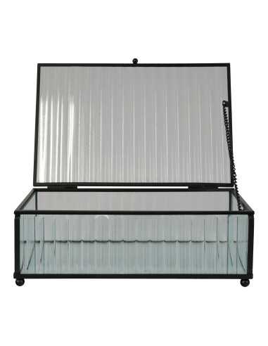 Boîte Santorini - Boîte en verre et métal noir 13x20x7 cm - 4442055 - House Nordic