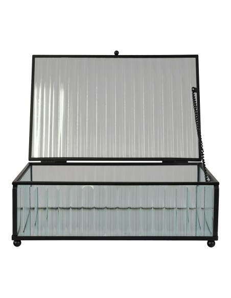 Boîte Santorini - Boîte en verre et métal noir 13x20x7 cm - 4442055 - House Nordic