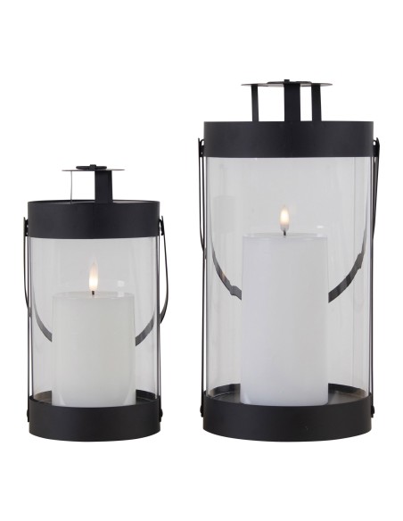 Lanternes BONDI - Ensemble de 2 lanternes rondes noires avec poignée - 6407460 - House Nordic