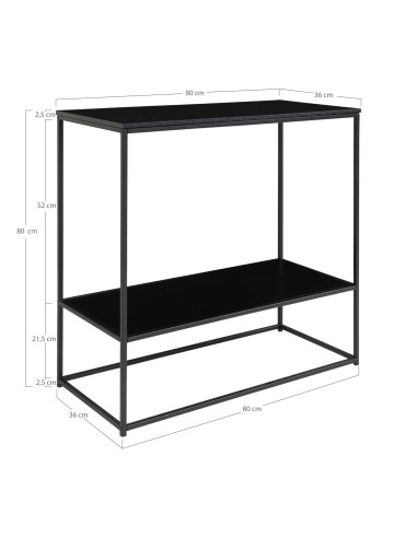 Table Console VITA - Cadre noir avec deux étagères noires 80 x 36 x 80 cm - 2301070 - House Nordic