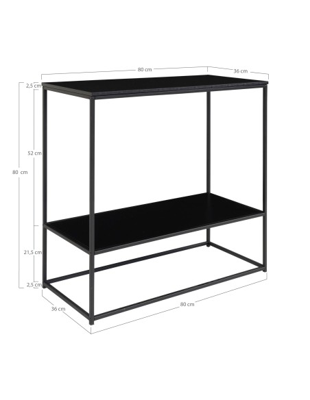 Table Console VITA - Cadre noir avec deux étagères noires 80 x 36 x 80 cm - 2301070 - House Nordic
