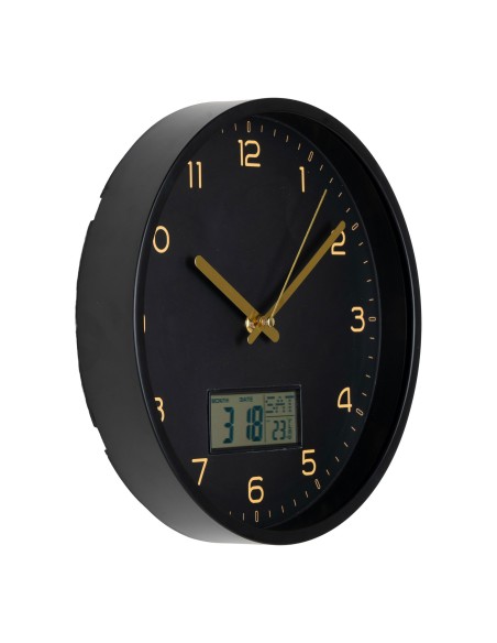 Horloge murale AMIENS - Affichage digital, plastique noir, Ø 25 cm - 4361115 - House Nordic