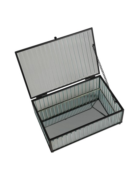 Boîte Santorini - Boîte en verre et métal noir 13x20x7 cm - 4442055 - House Nordic