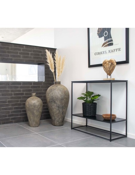 Table Console VITA - Cadre noir avec deux étagères noires 80 x 36 x 80 cm - 2301070 - House Nordic