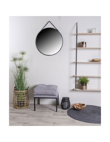 Miroir Trapani - Cadre en acier noir avec sangle PU 60 cm - 4001070 - House Nordic