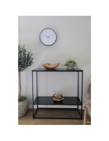 Table Console VITA - Cadre noir avec deux étagères noires 80 x 36 x 80 cm - 2301070 - House Nordic