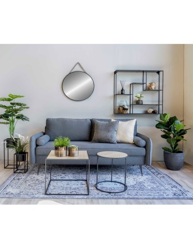 Miroir Trapani - Cadre en acier noir avec sangle PU 60 cm - 4001070 - House Nordic