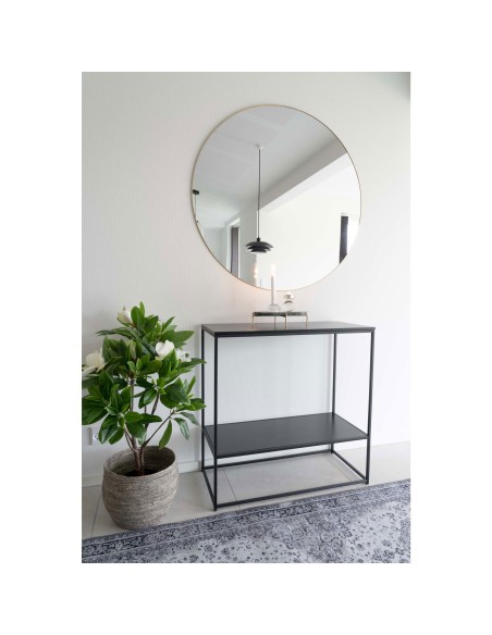 Table Console VITA - Cadre noir avec deux étagères noires 80 x 36 x 80 cm - 2301070 - House Nordic