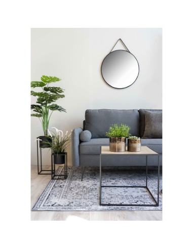 Miroir Trapani - Cadre en acier noir avec sangle PU 60 cm - 4001070 - House Nordic