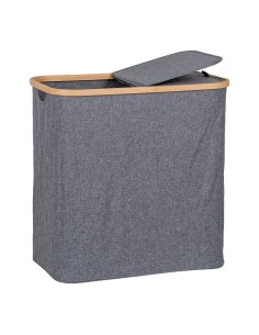 Panier à Linge NOTO - Panier en bambou et textile gris foncé 54 x 33 x 54 cm - 4401500 - House Nordic