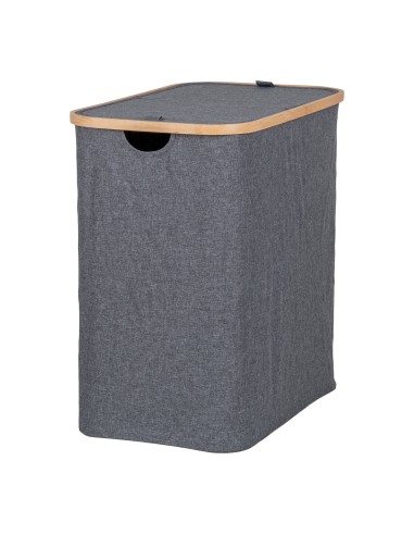 Panier à Linge NOTO - Panier en bambou et textile gris foncé 54 x 33 x 54 cm - 4401500 - House Nordic