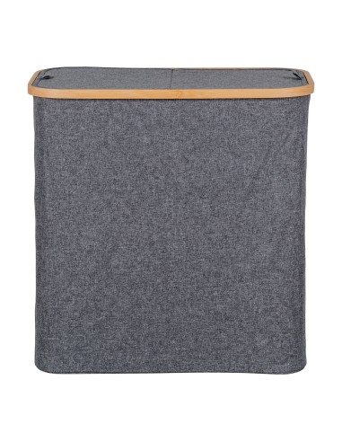 Panier à Linge NOTO - Panier en bambou et textile gris foncé 54 x 33 x 54 cm - 4401500 - House Nordic