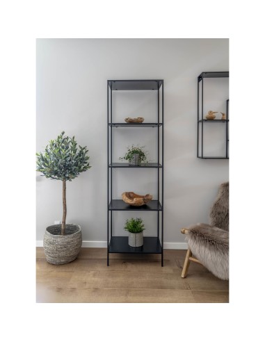 Étagère Vita - Cadre noir et cinq étagères noires 51 x 36 x 170 cm - 3001070 - House Nordic