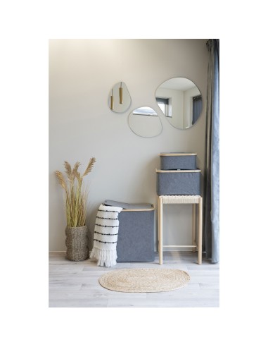 Panier à Linge NOTO - Panier en bambou et textile gris foncé 54 x 33 x 54 cm - 4401500 - House Nordic