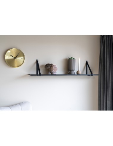 Étagère Forno - Étagère noire avec sangles en cuir noir 120x20 cm - 4292016 - House Nordic