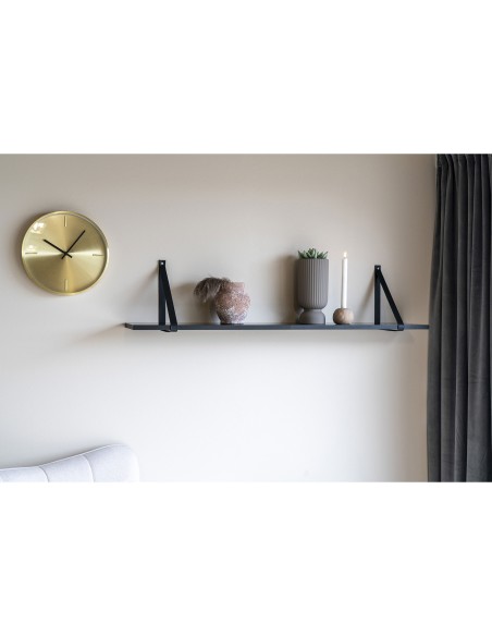 Étagère Forno - Étagère noire avec sangles en cuir noir 120x20 cm - 4292016 - House Nordic