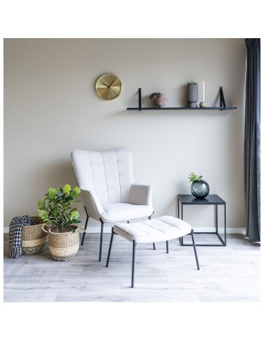 Étagère Forno - Étagère noire avec sangles en cuir noir 120x20 cm - 4292016 - House Nordic