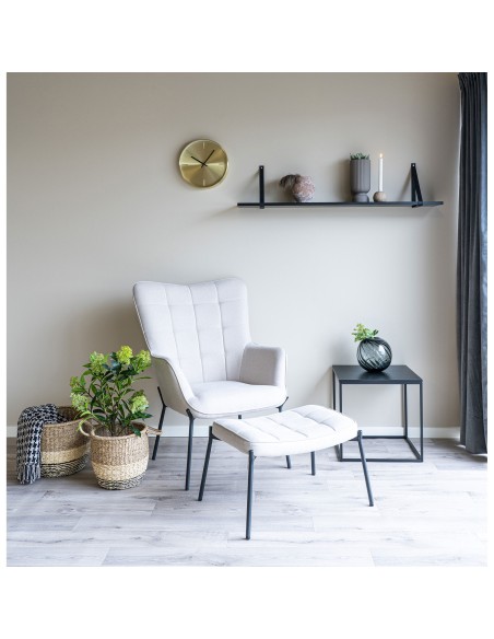 Étagère Forno - Étagère noire avec sangles en cuir noir 120x20 cm - 4292016 - House Nordic