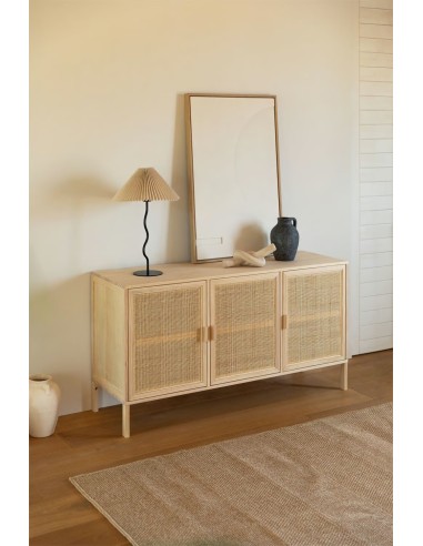 Buffet 135x40 cm en rotin et bois Reyna - Sklum