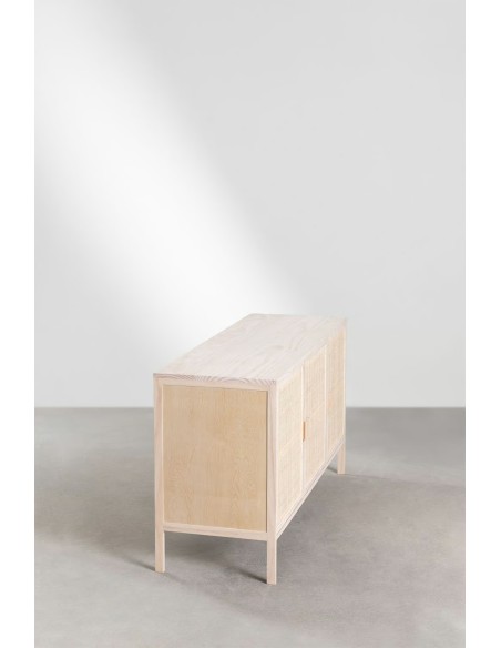 Buffet 135x40 cm en rotin et bois Reyna - Sklum