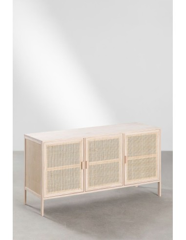 Buffet 135x40 cm en rotin et bois Reyna - Sklum