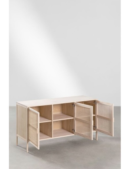 Buffet 135x40 cm en rotin et bois Reyna - Sklum