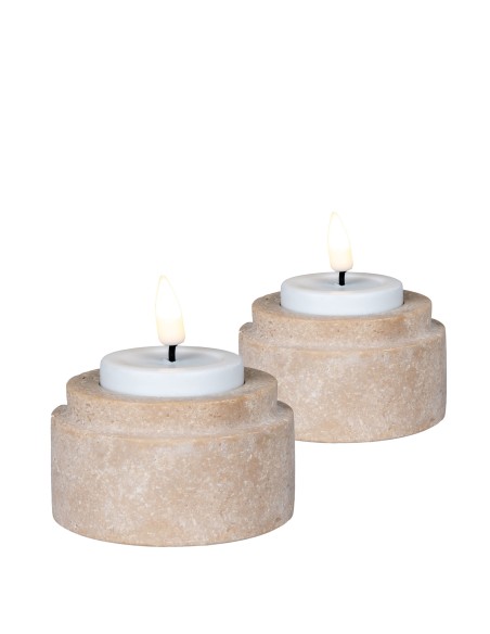 Support de Bougie Tea Light - Travertin naturel, ensemble de 2 - 4561049 - House Nordic