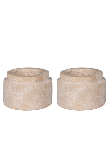 Support de Bougie Tea Light - Travertin naturel, ensemble de 2 - 4561049 - House Nordic