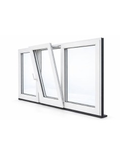 Fenêtre oscillo-battante et châssis fixe à droite PVC anthracite et blanc vitrée ouvrant droit L 1900mm x H 1400mm