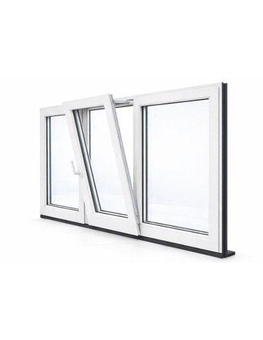 Fenêtre oscillo-battante et châssis fixe à droite PVC anthracite et blanc vitrée ouvrant droit L 1900mm x H 1400mm