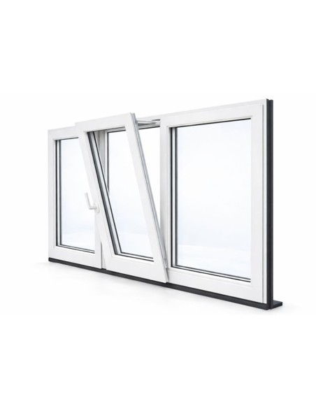 Fenêtre oscillo-battante et châssis fixe à droite PVC anthracite et blanc vitrée ouvrant droit L 1900mm x H 1400mm
