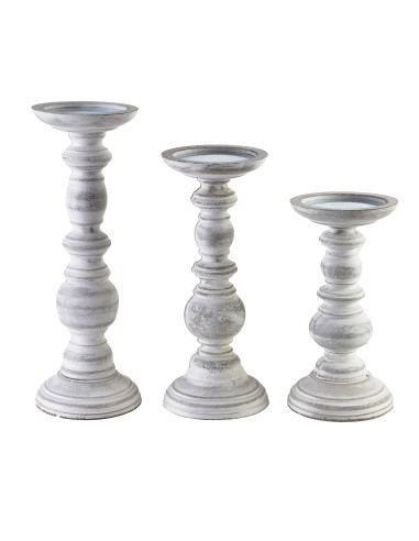 Ensemble de 3 Bougeoirs DAZ - Dimensions variées de 10x10x20cm à 10x10x29,5cm - HTYK7222 - Mondex