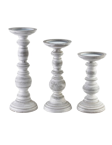 Ensemble de 3 Bougeoirs DAZ - Dimensions variées de 10x10x20cm à 10x10x29,5cm - HTYK7222 - Mondex