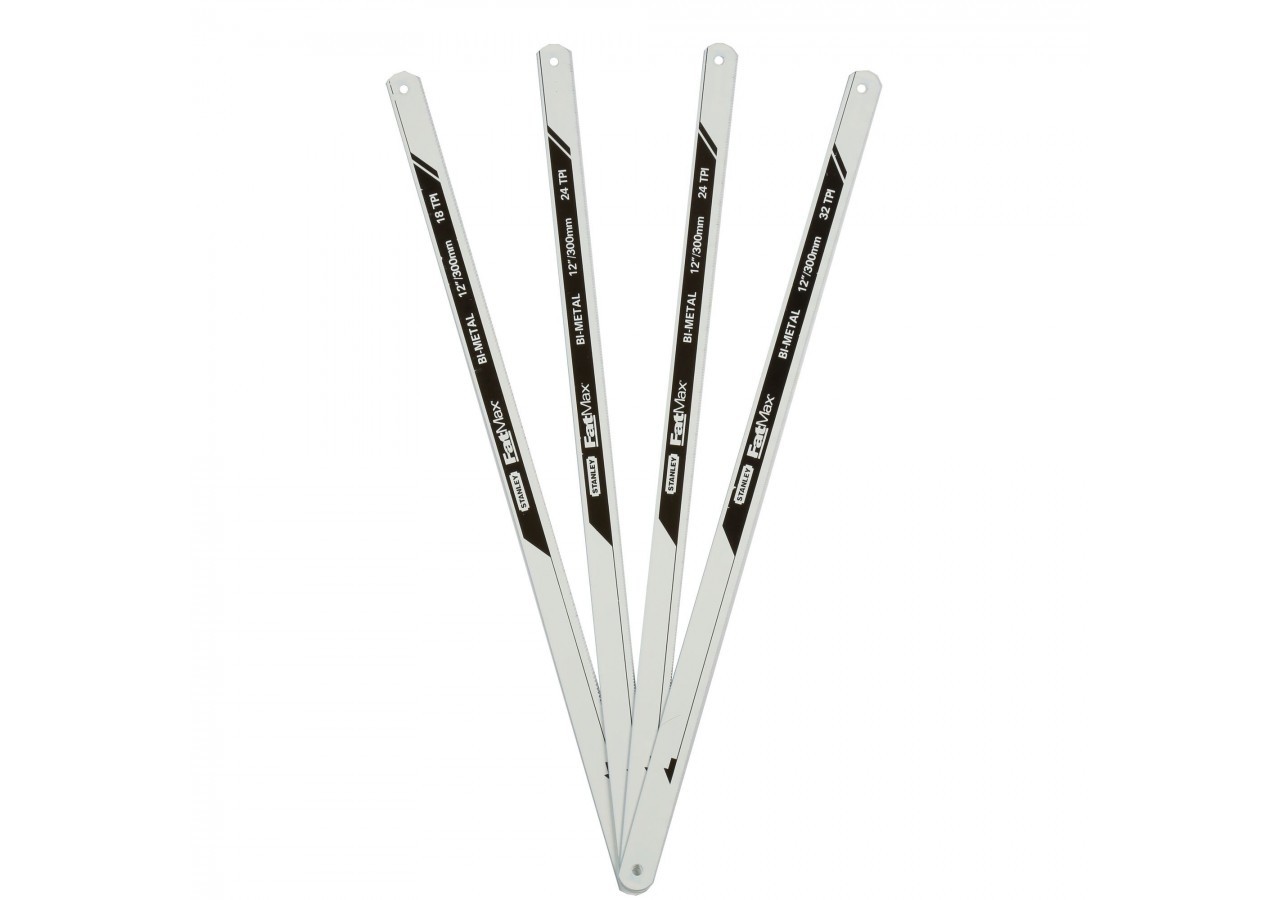 LAME DE SCIE A METAUX BIMETAL 8 DENTS x 1, 10 DENTS x 2, 12 DENTS x
 1 – CARTE 4 LAMES FATMAX - FMHT0-20232 - Stanley