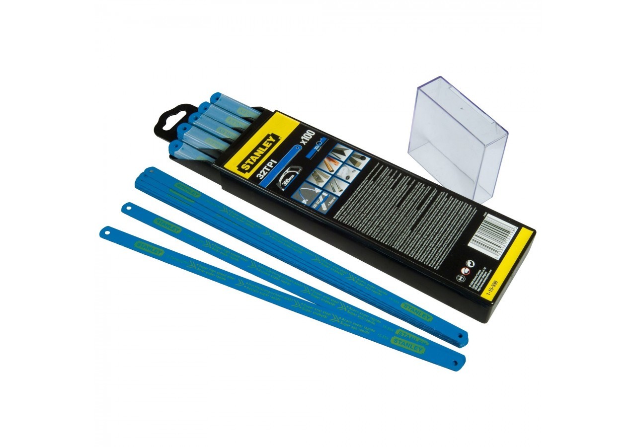 LAME DE SCIE A METAUX - BOITE 100 LAMES HSS BIMETAL LASER 12 DENTS - 1-15-559 - Stanley