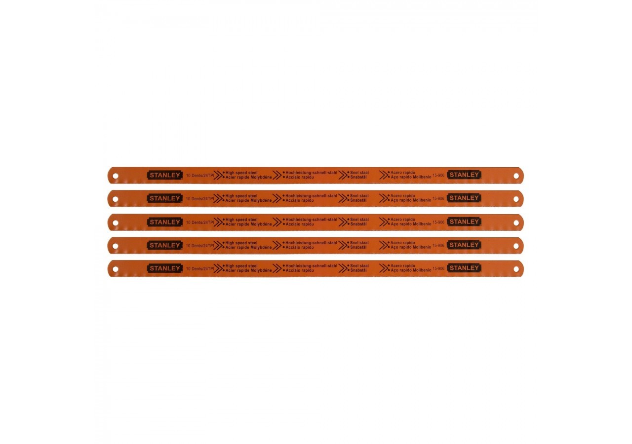 LAME DE SCIE A METAUX - CARTE 5 LAMES RUBIS HSS MOLY 10 DENTS - 2-15-906 - Stanley