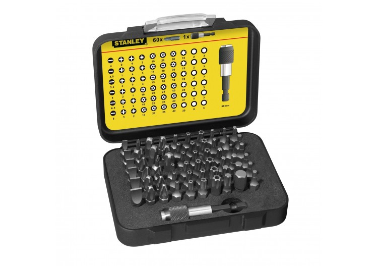 COFFRET D'EMBOUTS DE VISSAGE 1/4" 25MM - JEU DE 61PCS - GAMME PRO - 1-13-902 - Stanley