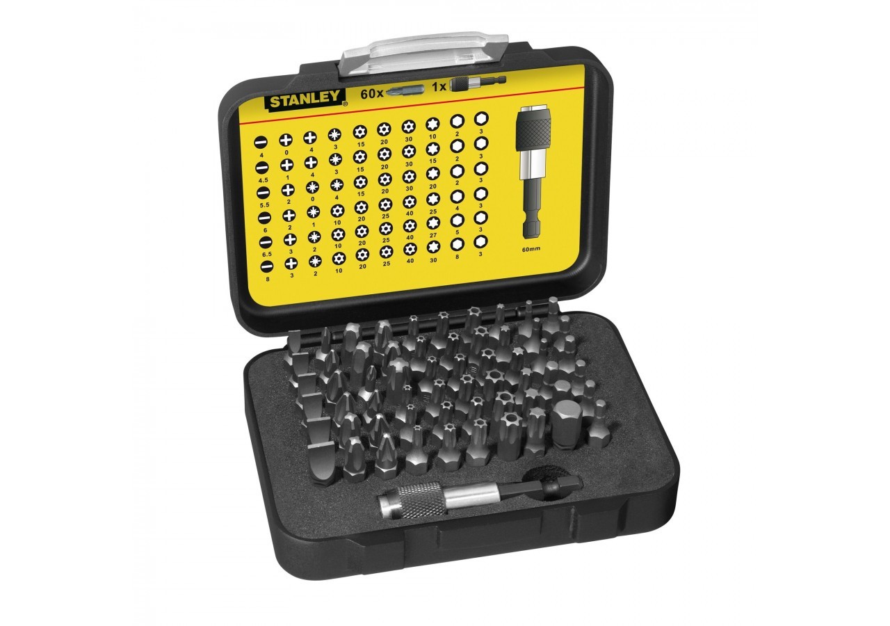 COFFRET D'EMBOUTS DE VISSAGE 1/4" 25MM - JEU DE 61PCS - GAMME PRO - 1-13-902 - Stanley