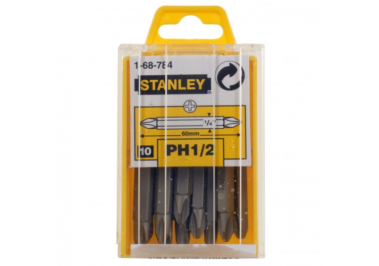 LAME DE VISSAGE DOUBLE EMPREINTE PHILLIPS PH1 ET PH2 60MM - 10PCS - 1-68-784 - Stanley 2