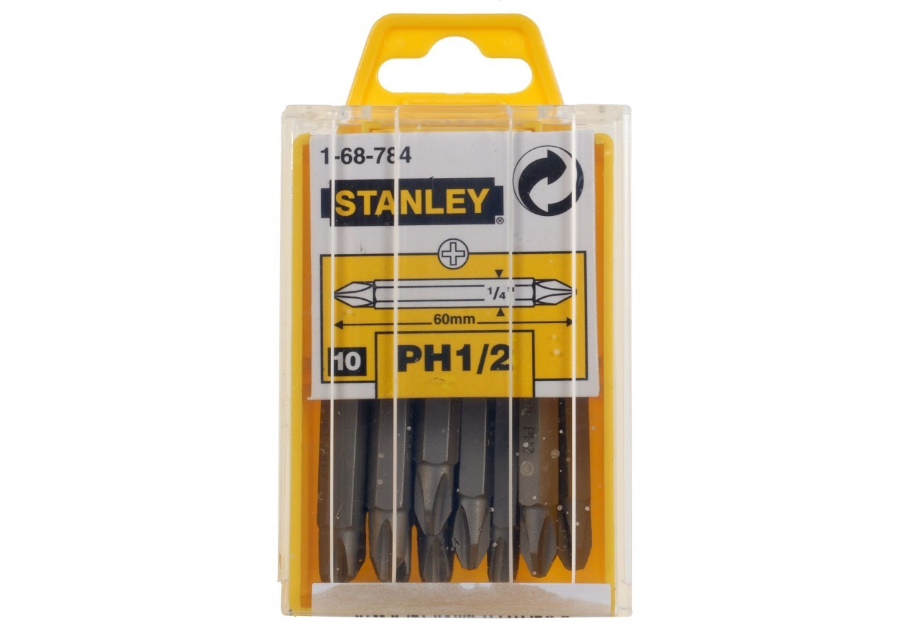 LAME DE VISSAGE DOUBLE EMPREINTE PHILLIPS PH1 ET PH2 60MM - 10PCS - 1-68-784 - Stanley