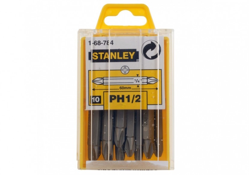 LAME DE VISSAGE DOUBLE EMPREINTE PHILLIPS PH1 ET PH2 60MM - 10PCS - 1-68-784 - Stanley