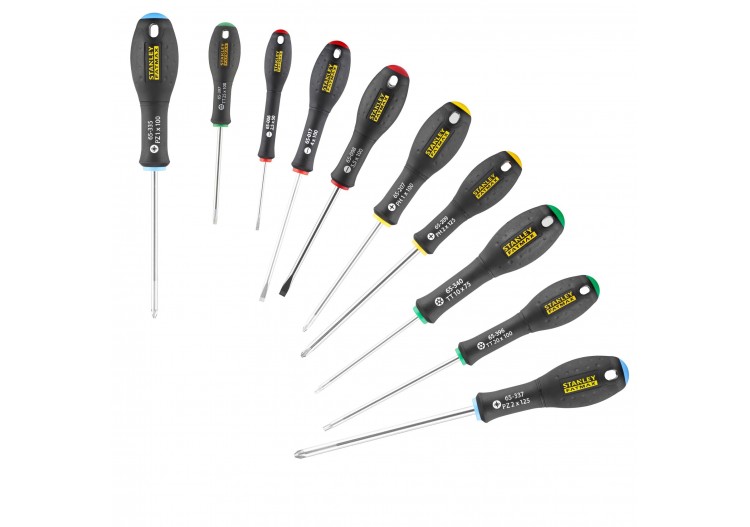 TOURNEVIS ELECTRICIEN + MECANICIEN + PHILLIPS + POZI + TORX - JEU DE 10 PCS FATMAX - FMHT0-62128 - Stanley