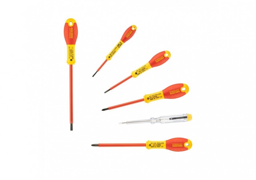 TOURNEVIS ISOLES 1000V
 ELECTRICIEN + PHILIPPS + TESTEUR - JEU DE 6PCS FATMAX - 0-65-441 - Stanley