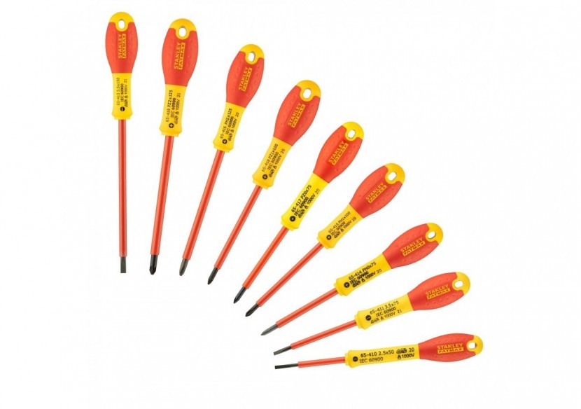 TOURNEVIS ISOLES 1000V ELECTRICIEN + PHILLIPS + POZI + TESTEUR - JEU DE 10PCS FATMAX - FMHT62573-0 - Stanley