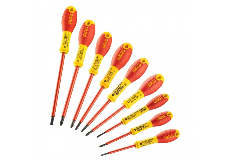 TOURNEVIS ISOLES 1000V ELECTRICIEN + PHILLIPS + POZI + TESTEUR - JEU DE 10PCS FATMAX - FMHT62573-0 - Stanley 2