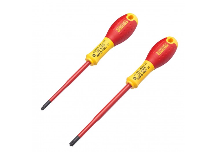 TOURNEVIS BORNIERS ISOLES 1000 V
 PZ1X100mm et PZ2X125mm - JEU DE 2 PCS FATMAX - FMHT0-62649 - Stanley