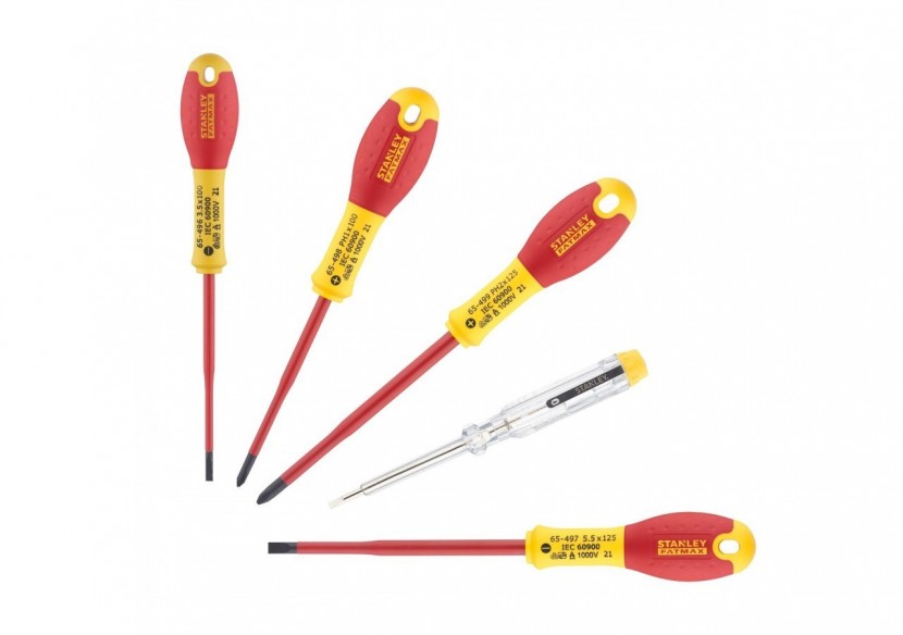 JEU DE 5 TOURNEVIS SLIM ISOLES 1000V FATMAX ELEC 3.5X75 - 5.5X150 - PH1 X100 - PH2 X 125 - TESTEUR - XTHT0-62692 - Stanley