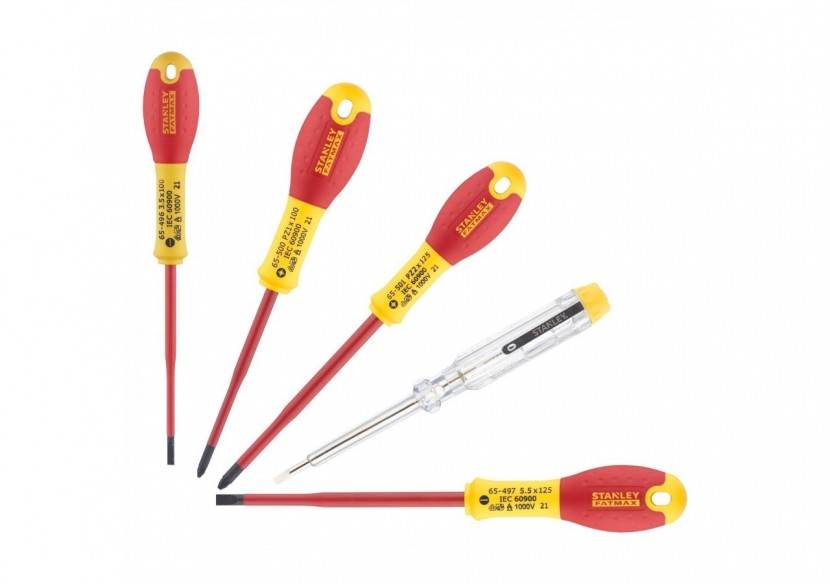 JEU DE 5 TOURNEVIS SLIM ISOLES 1000V FATMAX ELEC 3.5X75 - 5.5X150 - PZ1 X100 - PZ2 X 125 - TESTEUR - XTHT0-62693 - Stanley